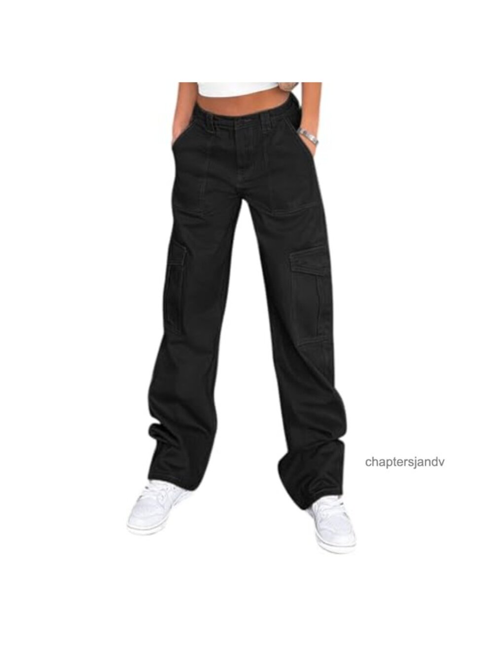 Lepunuo Cargo Pants Women High Waisted Baggy Stretchy Wide Leg Y2K 6 Pockets
